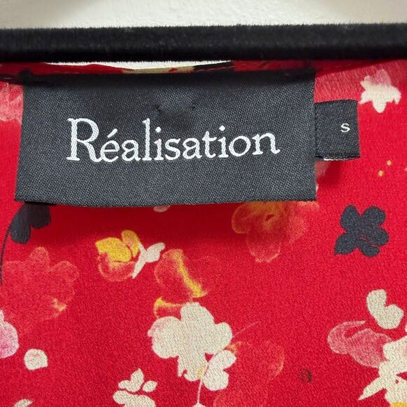 Realisation Silk Wrap Midi Floral Dress in Rouge Fleur Red Size S - Picture 13 of 14